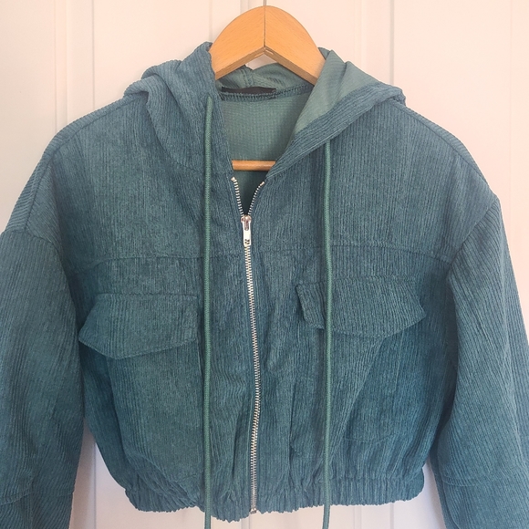 SHEIN Green Jade Turquoise Cropped jacket Size 2 - Picture 3 of 4